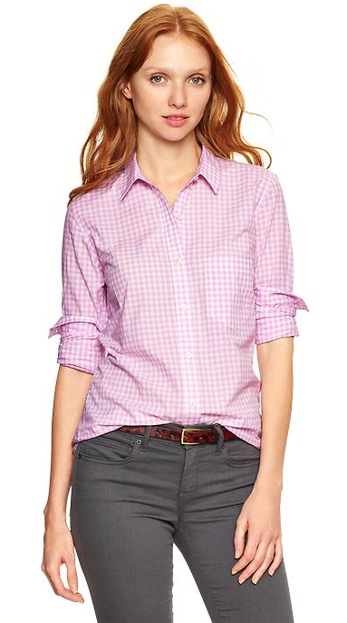 Gap Fitted Boyfriend Gingham Shirt.