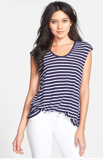 Nordstrom Hinge Split Back Stripe Tee.