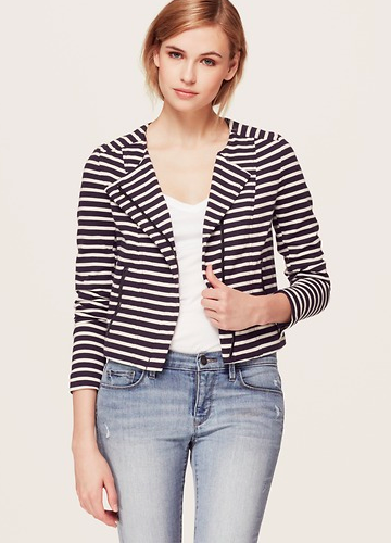 LOFT Striped Cotton Moto Jacket.