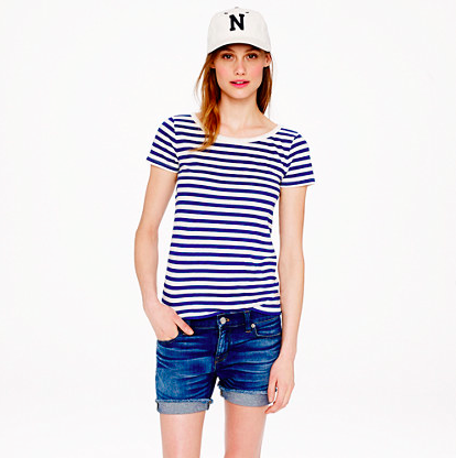 Vintage Cotton Stripe Scoop Tee.