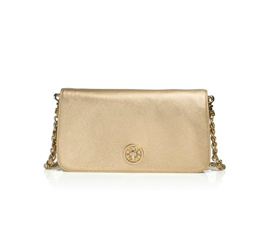 Tory Burch Adalyn Metallic Clutch.