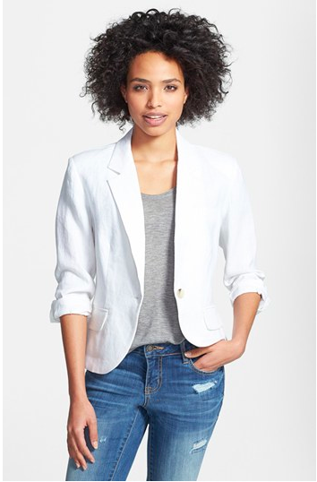 Olivia Moon Three Quarter Sleeved Linen Blazer via Nordstrom.