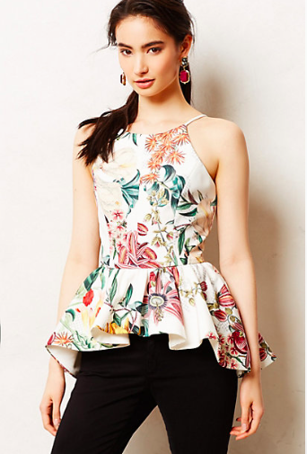 Anthropologie Dahlia Peplum Top.