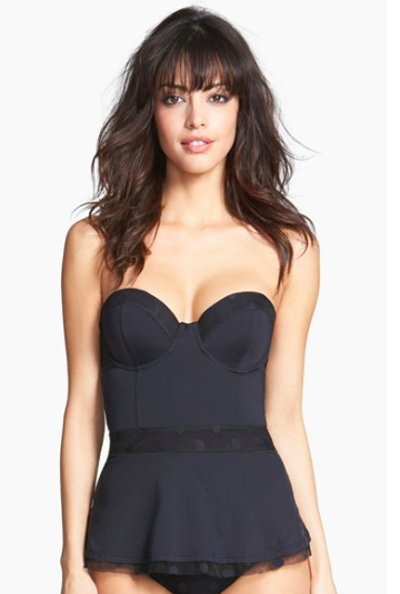 Betsey Johnson Unwire Peplum Tankini Swim Top.