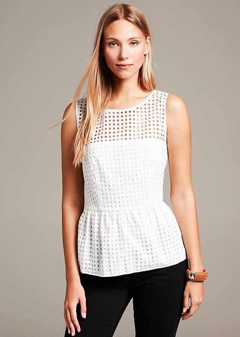 Banana Republic Box Eyelet Peplum Top.