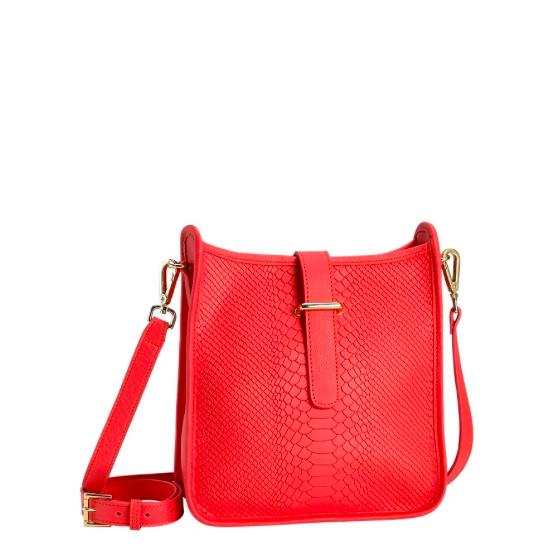 Elle Cross-Body in Embossed Salmon.