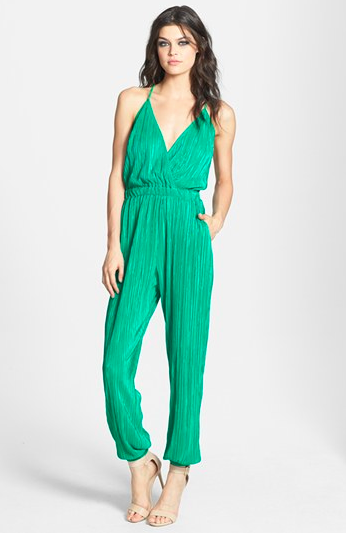 June & Hudson Strap Back Textured Jumpsuit.