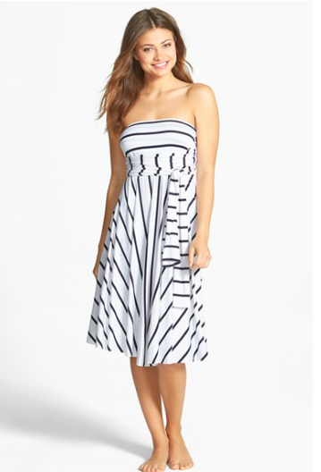 Elan Striped Convertible Cover Up Dress.