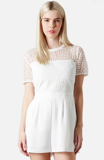 Topshop Eyelet Panel Short Sleeve Romper.