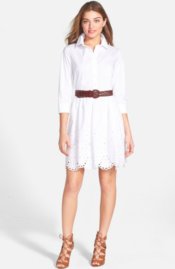 Eliza J Belted Eyelet Hem Dress.