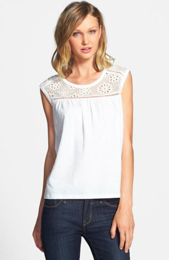 Two by Vince Camuto Eyelet Mesh Top.