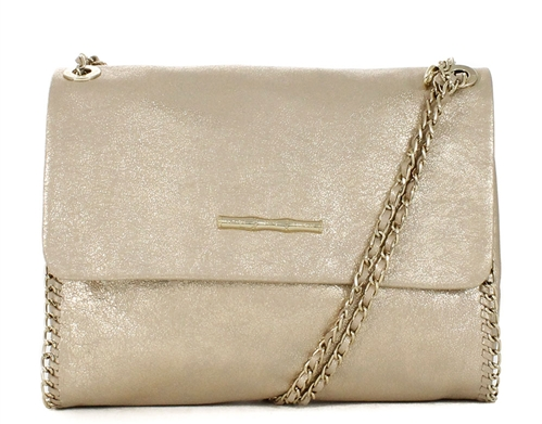 Nala Champagne Leather Handbag.