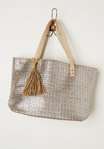 Anthropologie Metallic Weave Tote, $98.