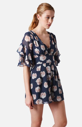 Topshop Ruffle Floral Chiffon Romper.