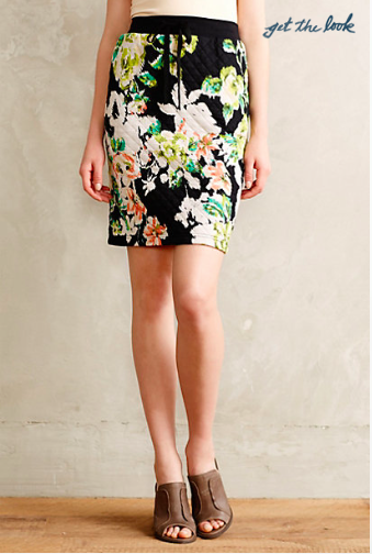 Anthropologie Quilted Floral Pencil Skirt.