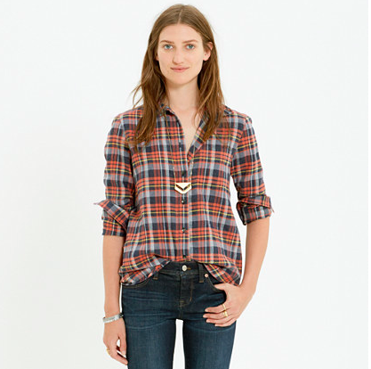 Madewell Plaid Boyshirt in Rose Tartan.