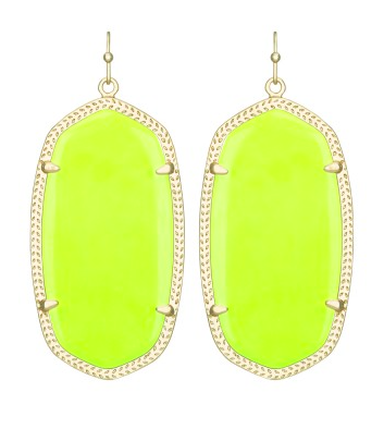 Kendra Scott Danielle Earrings in neon yellow.