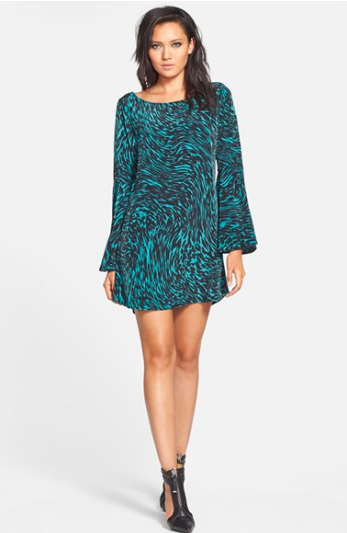 Tildon Bell Sleeve Minidress. {same dress I am wearing, but different print.}