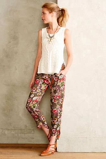 Anthropologie Rose Garden Joggers.