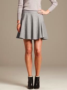 Banana Republic Gray Flannel Fit-and-Flare Skirt.