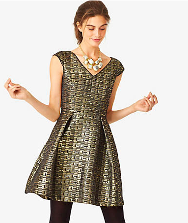 Kate Spade Saturday Baroque Cap Sleeved Flared Dress.