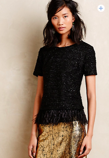 Anthropologie Feathered Boucle Top.