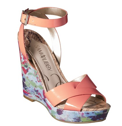 Kelly Wedge in Coral/Floral, $34.99.