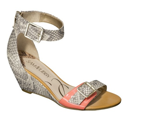 Sonia Wedge in Natural Snake/Coral, $34.99.