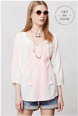 Anthropologie Neon-Stiched Peasant Blouse, $98.