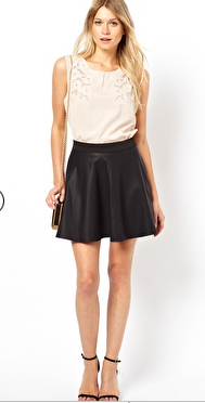 ASOS faux-leather skater skirt {very similar style to the one I am wearing!}, $67.