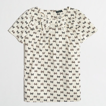 J.Crew Factory Printed Bow Blouse.