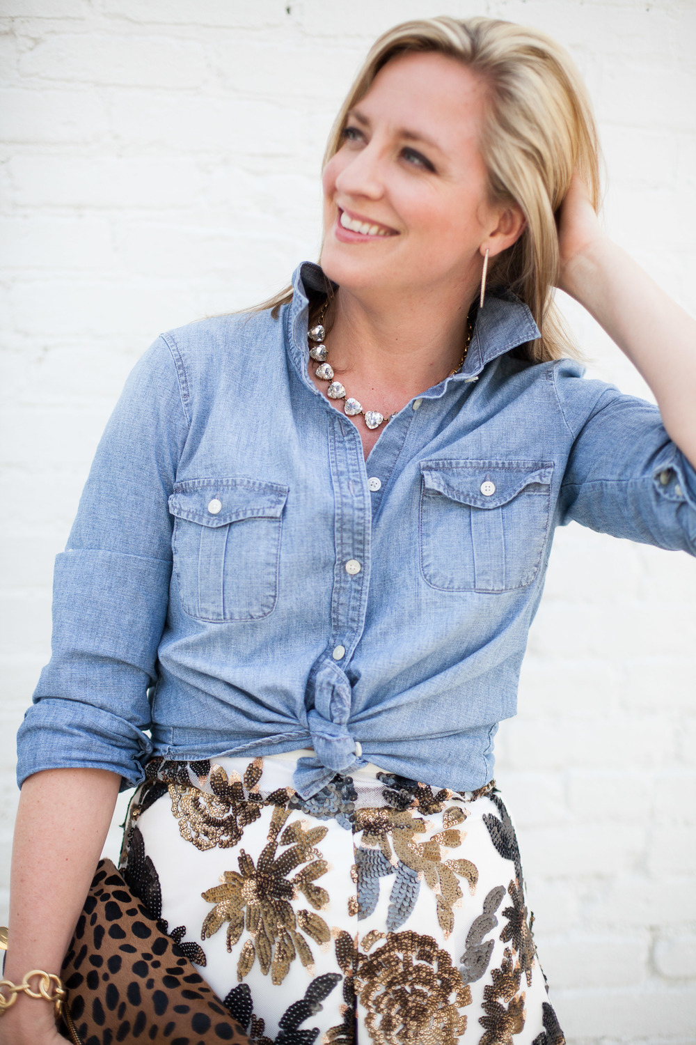     outfit details ::  shirt  // skirt (no longer avail, but  LOVE this print )  //  bracelet  //  necklace  //  earrings  //  clutch  