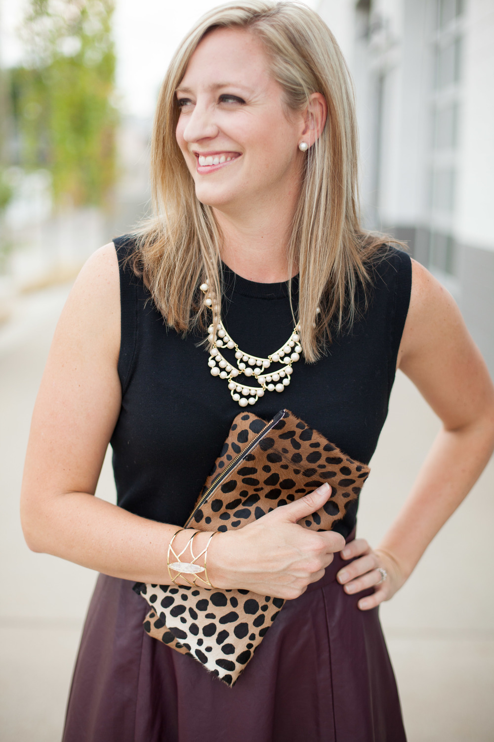     outfit details ::  skirt  //  top  //  necklace  //  bracelet  //  earrings  //  clutch  