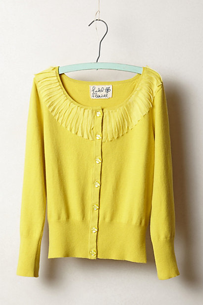 yellow cardigan